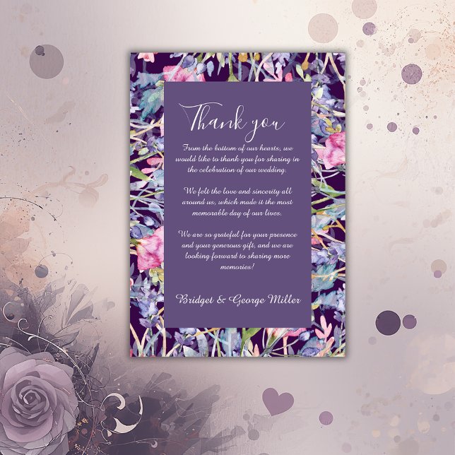 violett pastellgrönt bröllop tack kort (Skapare uppladdad)