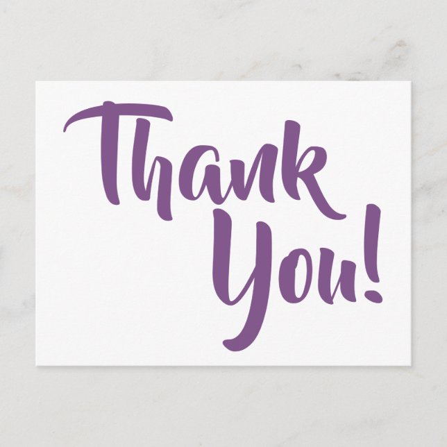 Violett purpurfärgat Calligraphytack Vykort (Framsida)