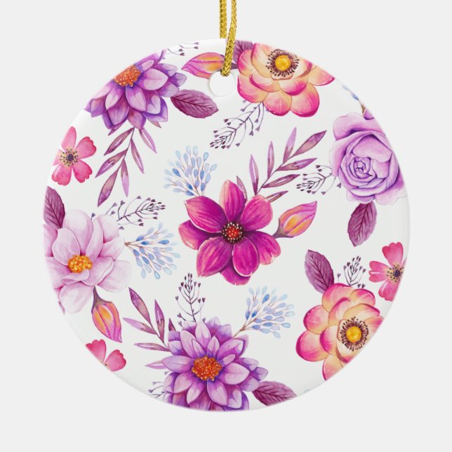 Violett ros julgransprydnad keramik (Framsidan)