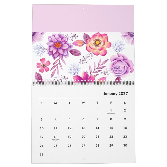 Violett ros kalender (Jan 2027)