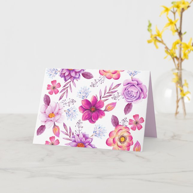 Violett ros kort (Gul blomma)
