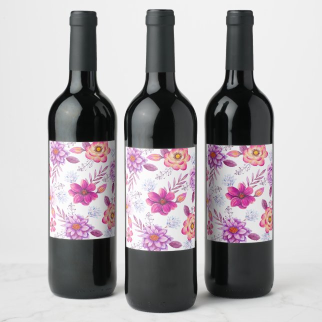Violett ros vinflaska etikett (Flaskor)