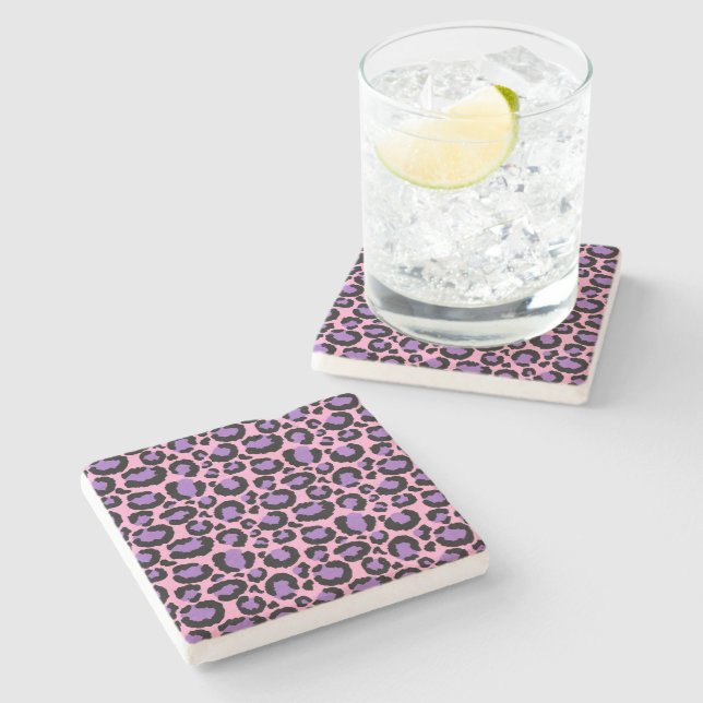 Violett Rosa Gepard Leopard Mönster Djurälskare Stenunderlägg (Sidan)