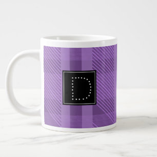 Violett Rutig Randigt Mönster Monogram Jumbo Mugg