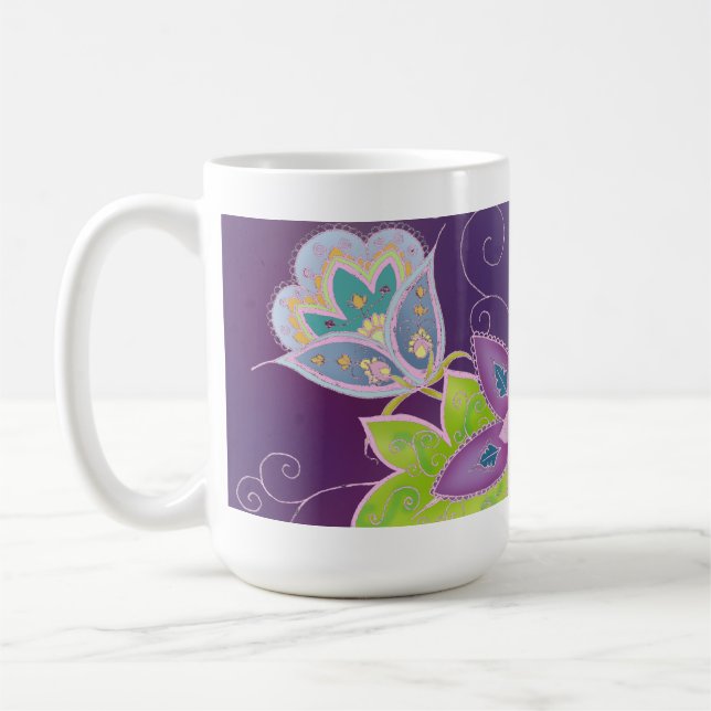 Violett tulpankaffemugg kaffemugg (Vänster)