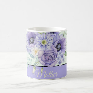 Violett vattenfärg blommig anpassningsbar  kaffemugg