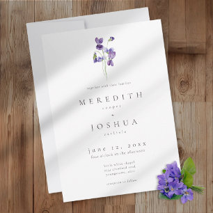 Violett Vattenfärg Minimalistisk Elegant Bröllop Inbjudningar
