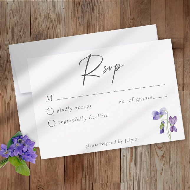 Violett Vattenfärg Minimalistisk Elegant Bröllop OSA Kort (Skapare uppladdad)