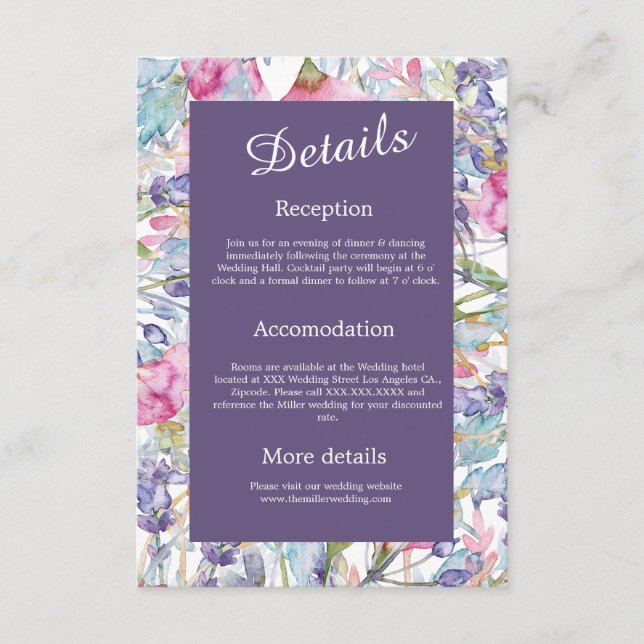 violett vattenfärgsbläckfisk tilläggskort (Framsida)