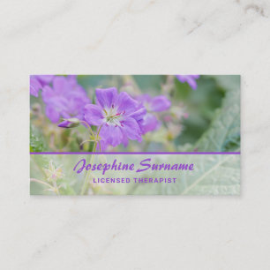 Violett Vildblomma Blommor Foto Vacker Terapeut Visitkort