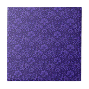 Violett Vintage Damask-mönster Kakelplatta