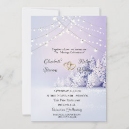 Violett vinterlandskap skogsbelysning med slingor inbjudningar