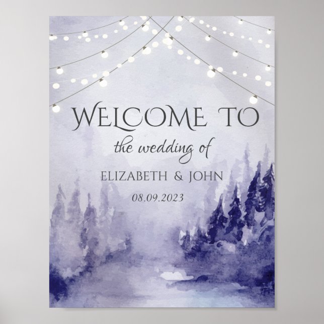 Violett vinterlandskap Snö Poster (Framsidan)