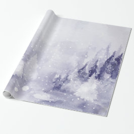 Violett vinterlandskap snö presentpapper