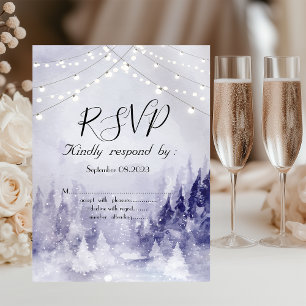 Violett vinterlandskap Snö RSVP Inbjudningar