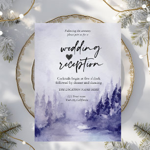Violett vinterskapslandskap snöreception inbjudningar