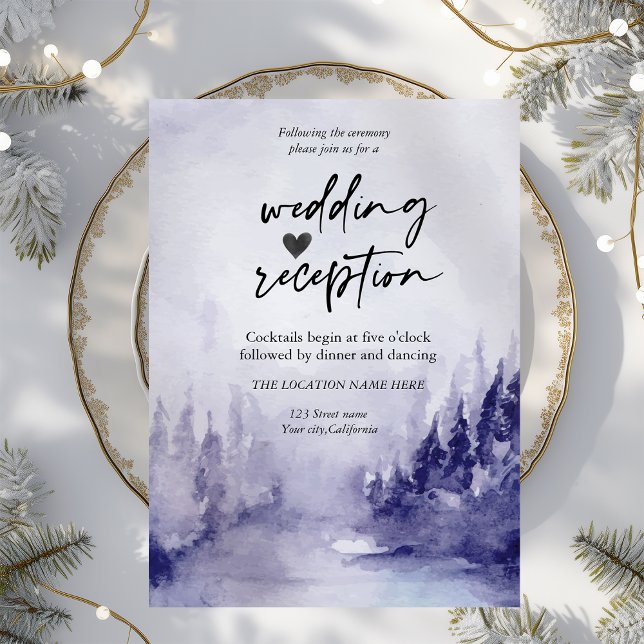 Violett vinterskapslandskap snöreception inbjudningar (Skapare uppladdad)