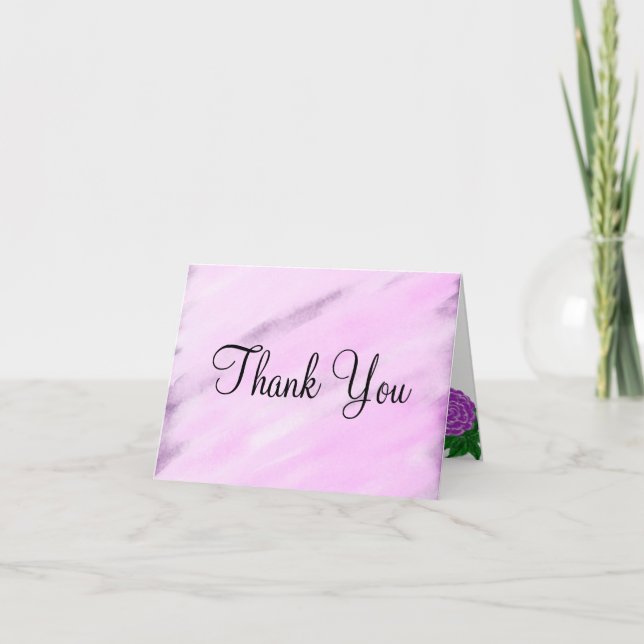 Violett Watercolor Bröllop Tack Kort (Framsida)