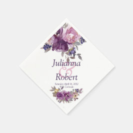 Violetta akvarellblommiga servetter