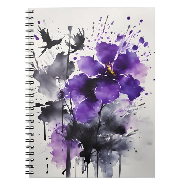 Violetta - Akvarellblommor Anteckningsbok (Framsidan)