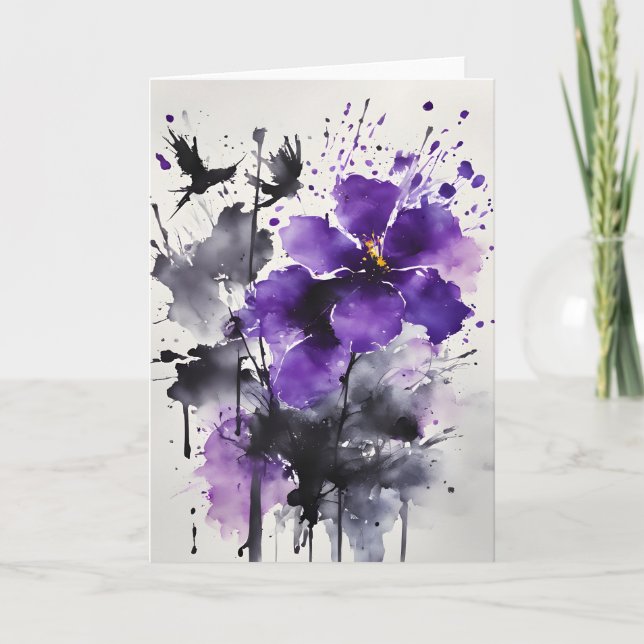 Violetta - Akvarellblommor Kort (Framsida)