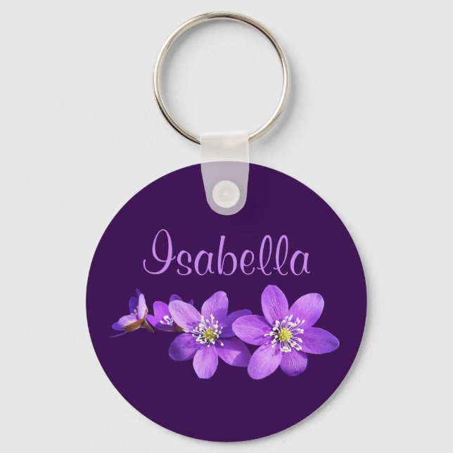 Violetta Anemon Blommor Namn Nyckelring (Framsida)