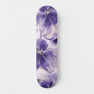 Violetta blommar akvarell lila blommor målade mini skateboard bräda 18,5 cm