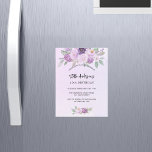 Violetta blommor födelsedag för grön lyxvara magnetisk inbjudningskort<br><div class="desc">En violett,  vattenfärgad lavender-bakgrund. Dekorerad med violett och lila vattenfärgade blommor och grönsak. Anpassa och lägg till ditt namn och information om party.</div>