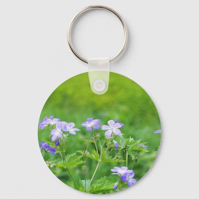 Violetta blommor i fältet nyckelring (Framsida)
