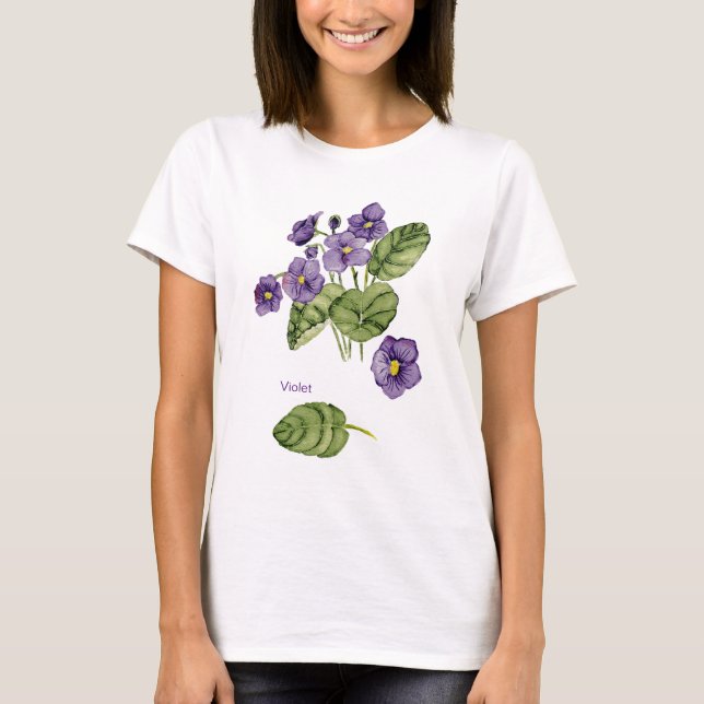 violetta blommor lila vattencolor T-Shirt (Framsida)
