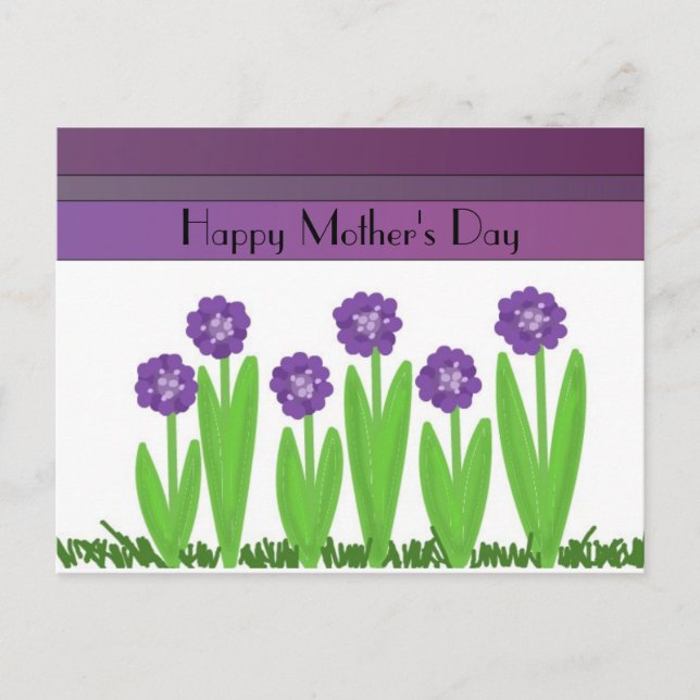 Violetta blommor Mors dag hälsning Vykort (Framsida)