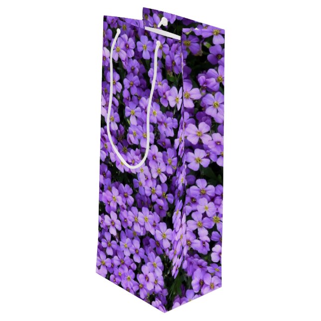 Violetta blommor presentpåse för vin (Baksidan Vinklad)