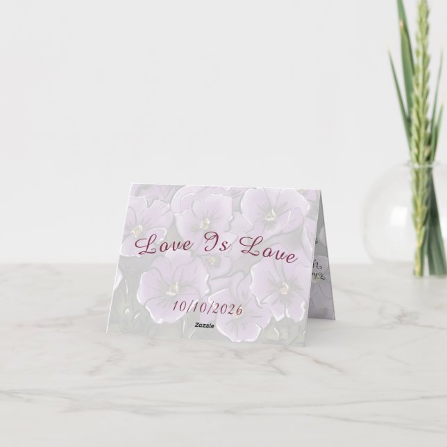 Violetta blommor vikta bröllop tack kort (Baksida)