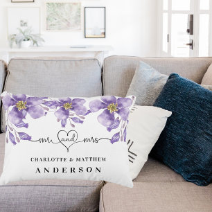 Violetta blommor vita herr fru namn prydnadskudde