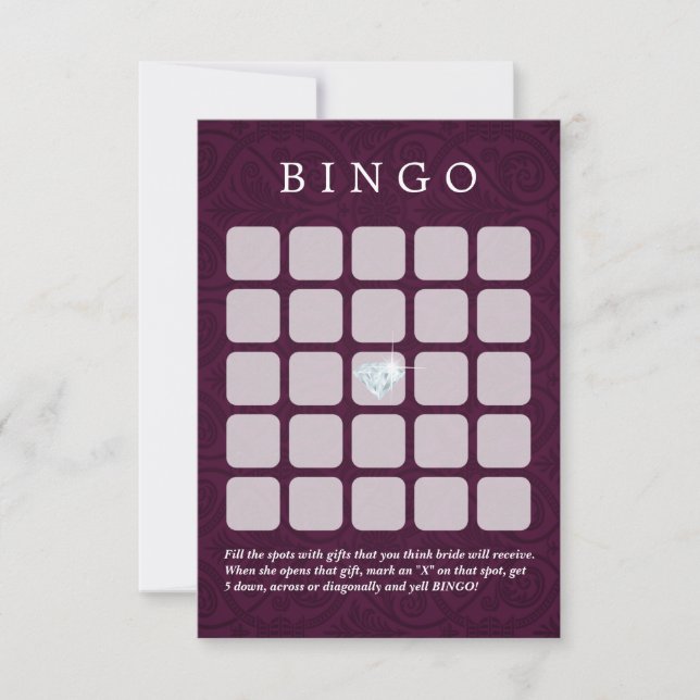 Violetta Damask Bröllop/Bröllopsfest Bingo Kort (Framsida)