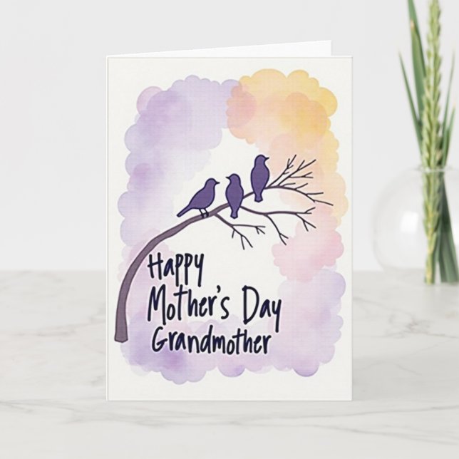 Violetta Fåglar Morsdagskort Kort (Framsida)