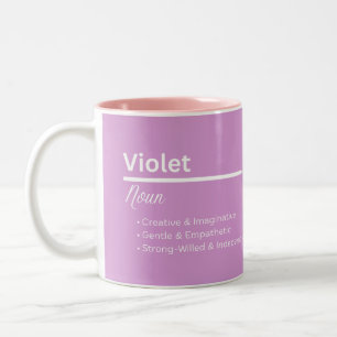 Violetta flicknamn definitionmugg Personlig gåva Två-Tonad Mugg
