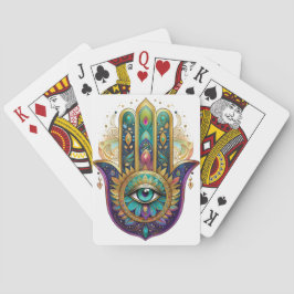 Violetta Gröna Guld Kronblad Hamsa Turkos Tredje Ö Casinokort