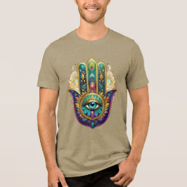 Violetta Gröna Guld Kronblad Hamsa Turkos Tredje Ö T Shirt