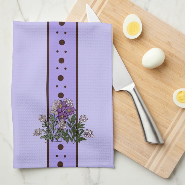 Violetta lila blommor Avslappnad kopp köksduk Kökshandduk (Vikt i Fjärdedel)