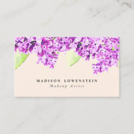 Violetta lilablommor för vattenfärg visitkort