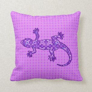 Violetta och amethyst lilor för stam- batikGecko Kudde
