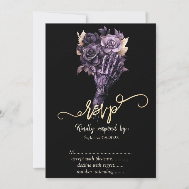 Violetta rosor gotisk  RSVP   Inbjudningar (Framsida)