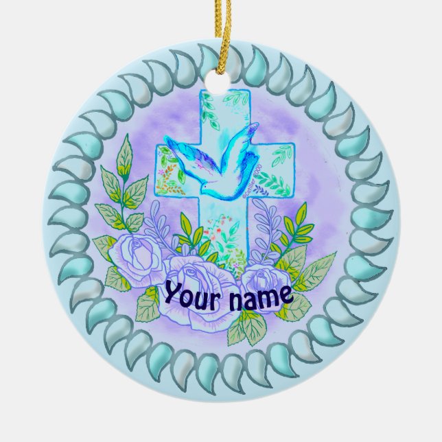 Violetta rosor Kristet kors   ornament (Framsidan)