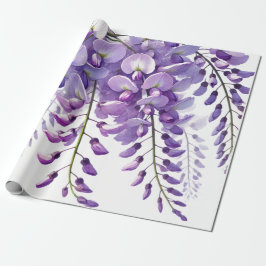 Violetta Wisteria-blommor Vildblommor Akvarell  Presentpapper