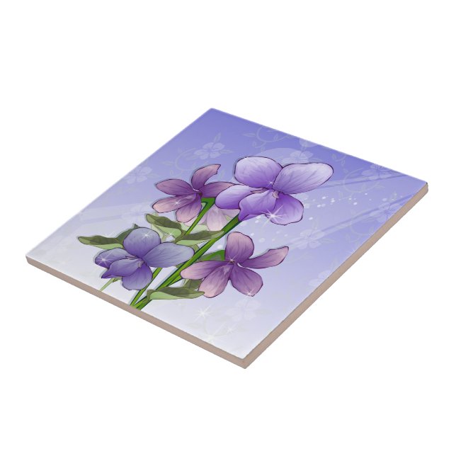 Violettblommor konst kakelplatta (Sidan)