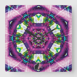 Violette Kaleidoscope Fyrkantig Klocka