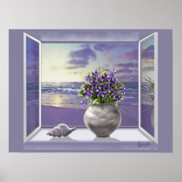 Violettes in a måne burk poster