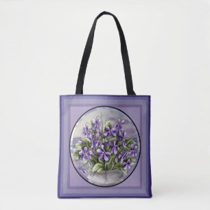 Violettes in a måne burk Tote Bag Tygkasse