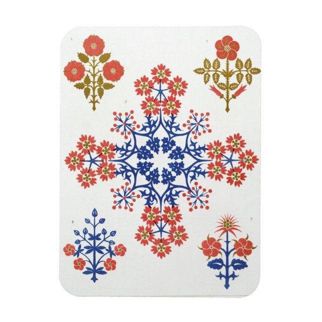 Violiet-, iris- och tulipmotif tapet-design, rR Magnet (Vertikal)